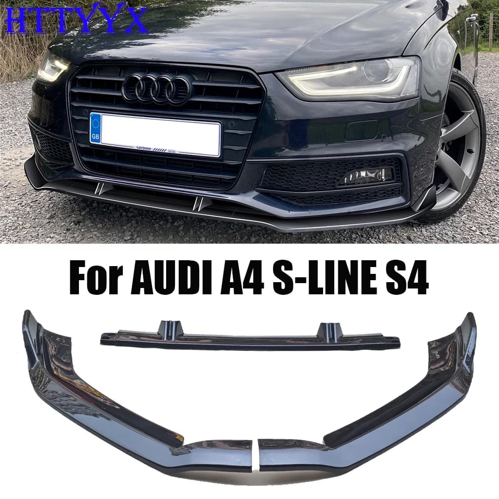 Misura Per AUDI A4 S4 B8 8K Quattro S-Line 2012 2013 2014 2015 2016 Auto Paraurti Anteriore Splitter Lip Diffusore Body Kit Spoiler guardia
