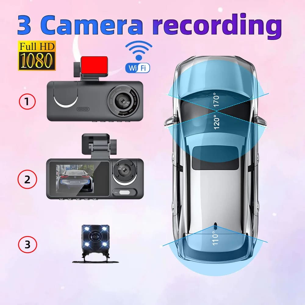 NEW 1080P Dual Dash Cam Front and Rear, 2 Inch IPS Screen Car Driving Recorder with Night Vision, G-Sensor, Loop Recording