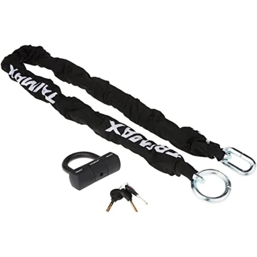 Trimax THEX5060 Combo Set - THEX Super Chain 5' x 11mm + MAX60 Disc U-Lock Steel Black Durable Security with Dual Protection fo