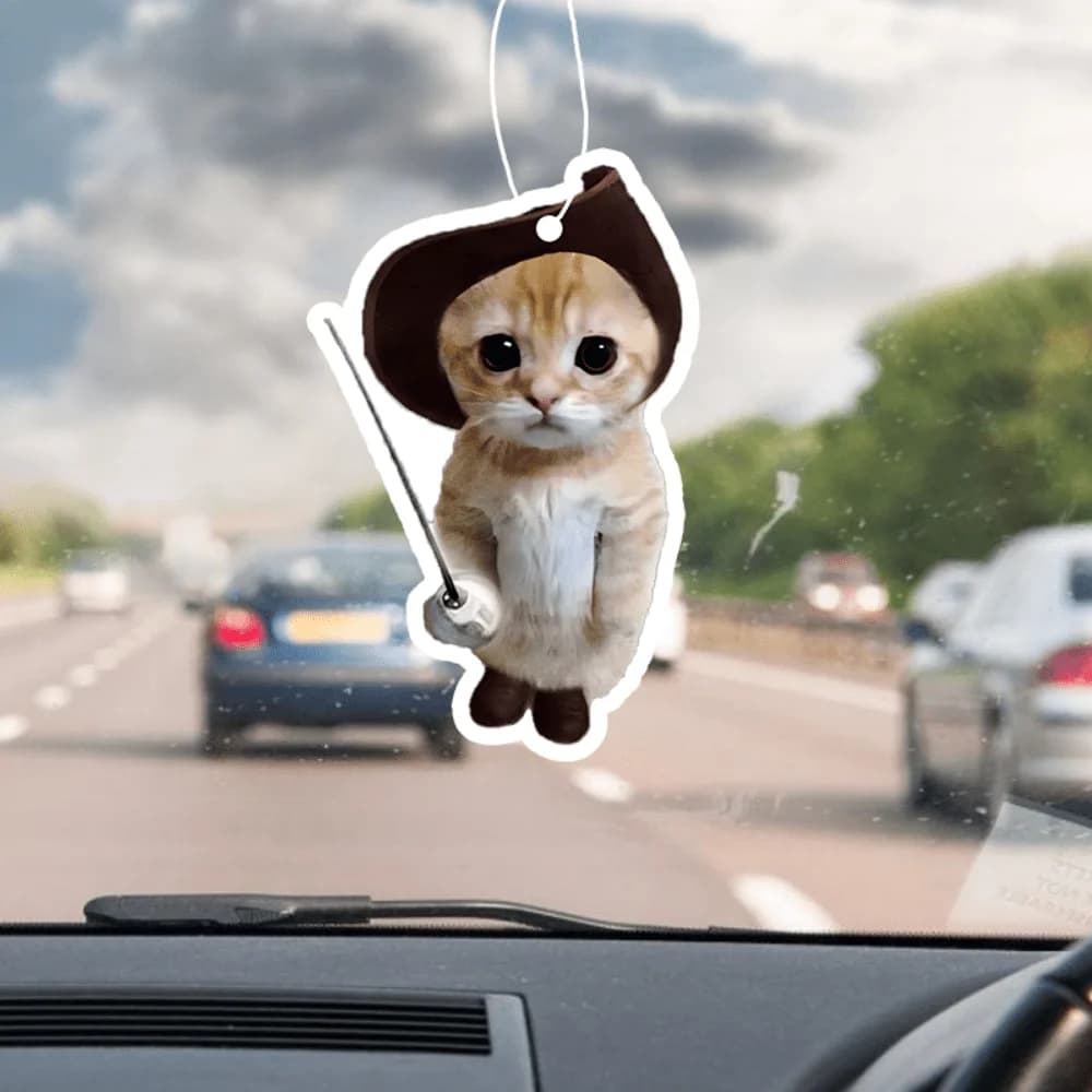 Nice car perfume hook with pirate cat - Pirate design with bandage on the eye, suspension for mirror air socket, lasting fragrance