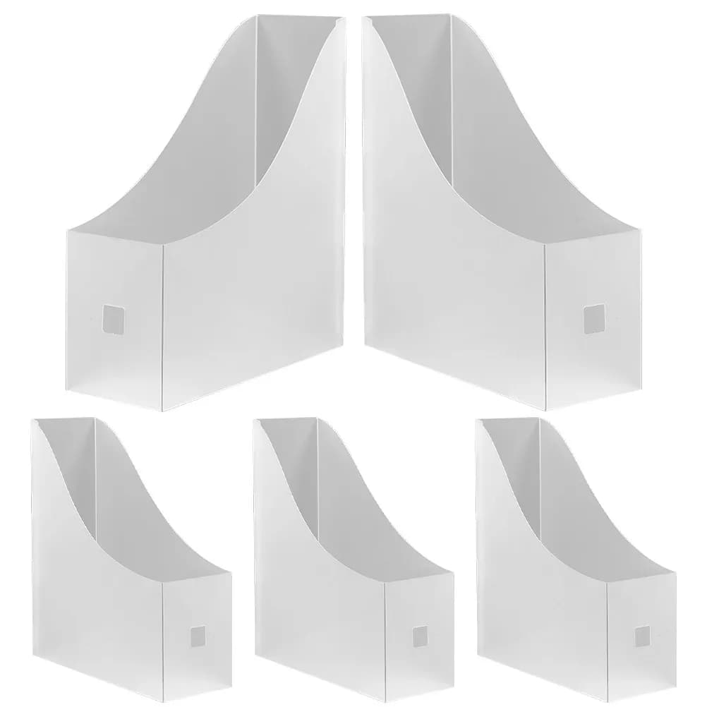 Set di 5 Organizzatori da Scrivania in Plastica Trasparente, Porta Documenti e Cartelle per Ufficio, Classe e Archivio