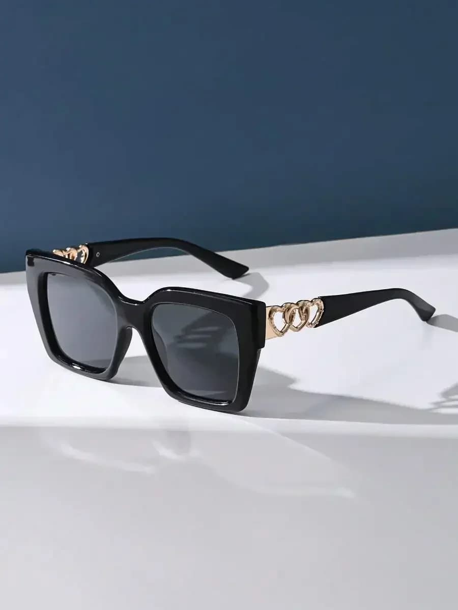 Oversized Square Sunglasses for Women Thick Metal Logo Temple UV400 Two Color Black Leopard Print Luxury Vacation Commute Fashion ShadesLuxury Fashion Big Discount