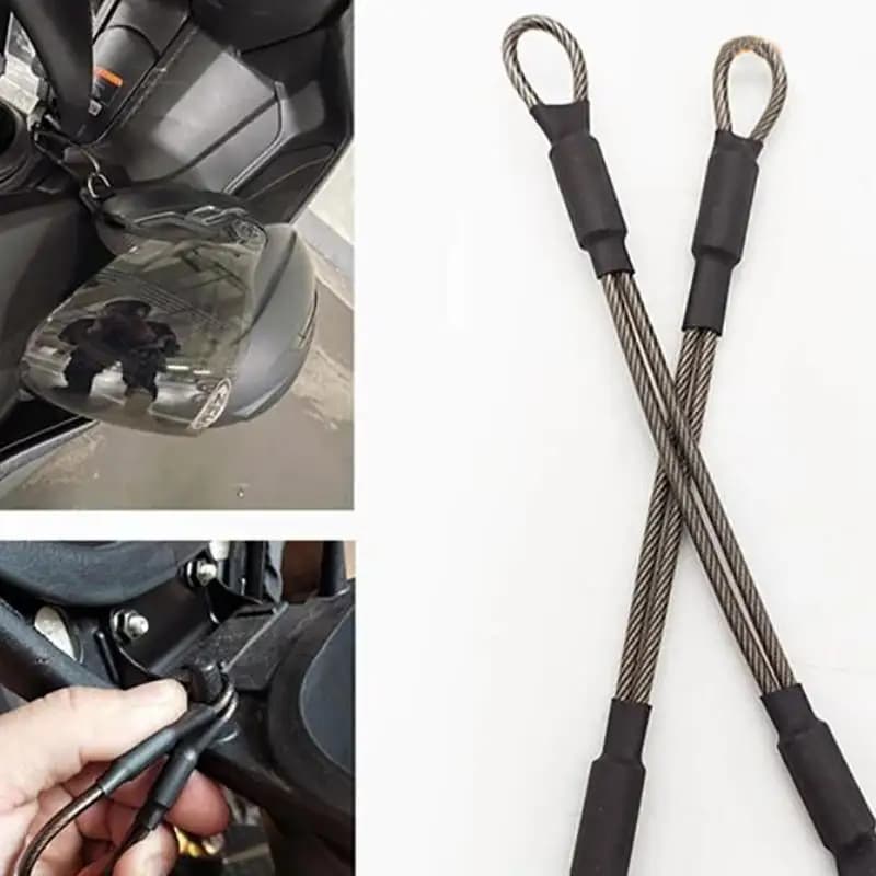 Cavo di sicurezza in acciaio inossidabile Cavo metallico per caschi Strumento per casco di sicurezza Casco chiave con corda organizer antifurto