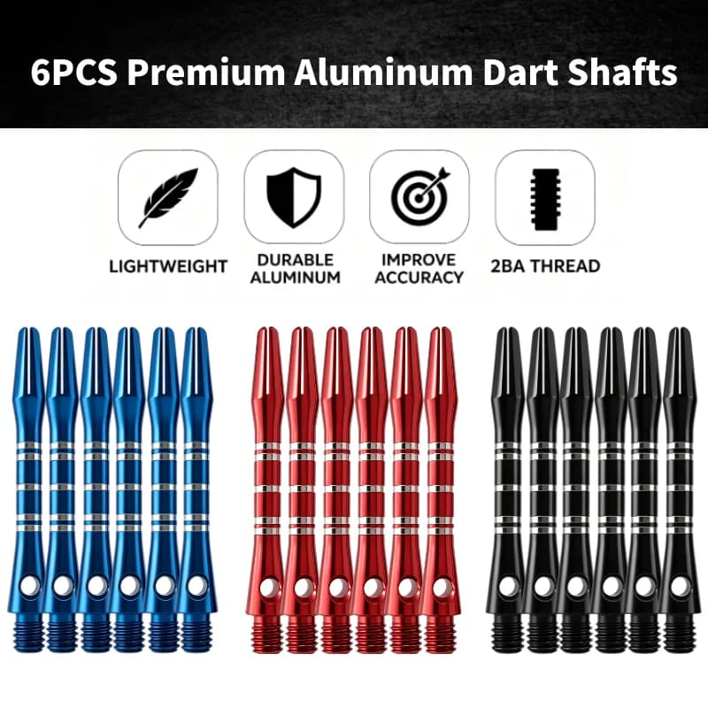 6PCS Premium Aluminum Dart Shafts 35mm 2BA Universal Thread Anti-Loose Durable Stems for Steel Soft Tip Darts