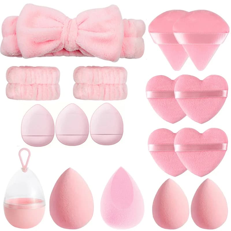 17 pezzi set di spugne per trucco frullatore bellezza uovo fondotinta spugne cosmetiche soffio di polvere con lavare fasce per il viso strumenti per il trucco delle donne