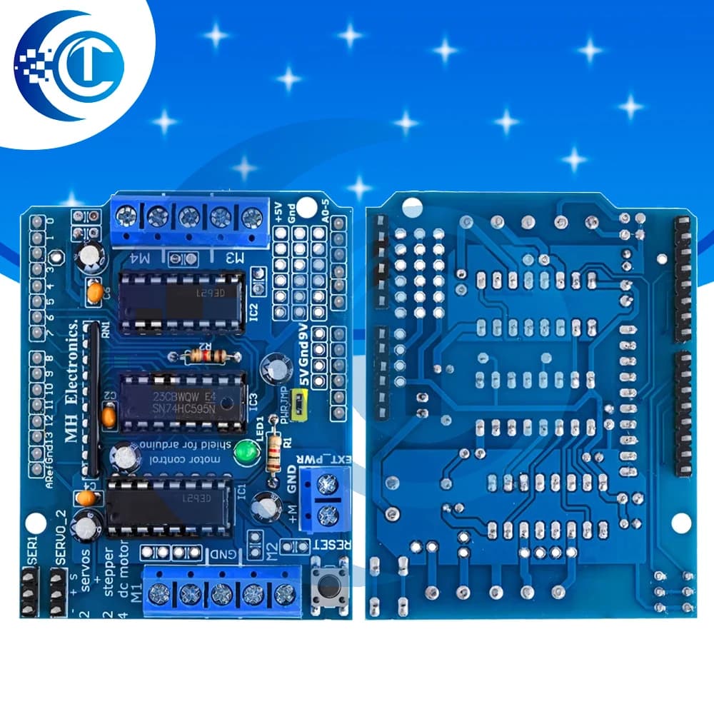 Shield Driver Motore L293D (1 Pezzo) - Scheda di Espansione Compatibile con Arduino per Progetti Robotici Fai-da-Te
