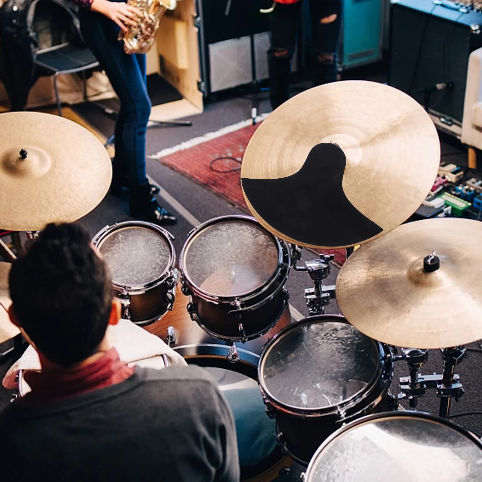 Drum Cymbal Practice Pad Mute Cushion Rubber Cloth Material Easy Install Non Slip for Silent Drumming Drum Set Accessories
