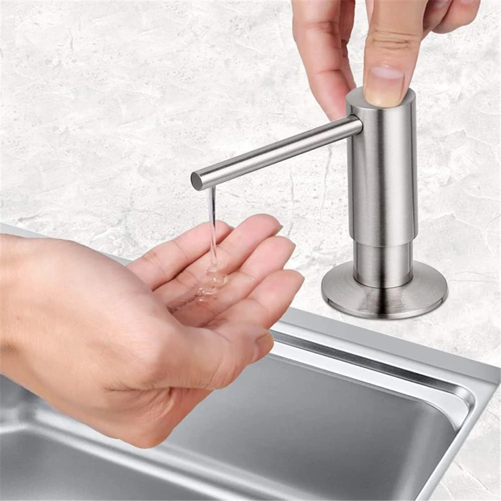 Dispenser di Detersivo in Ottone con Tubo da 100cm/Flacone da 500ml, Dispenser Liquido Nero Spazzolato per Bagno e Cucina