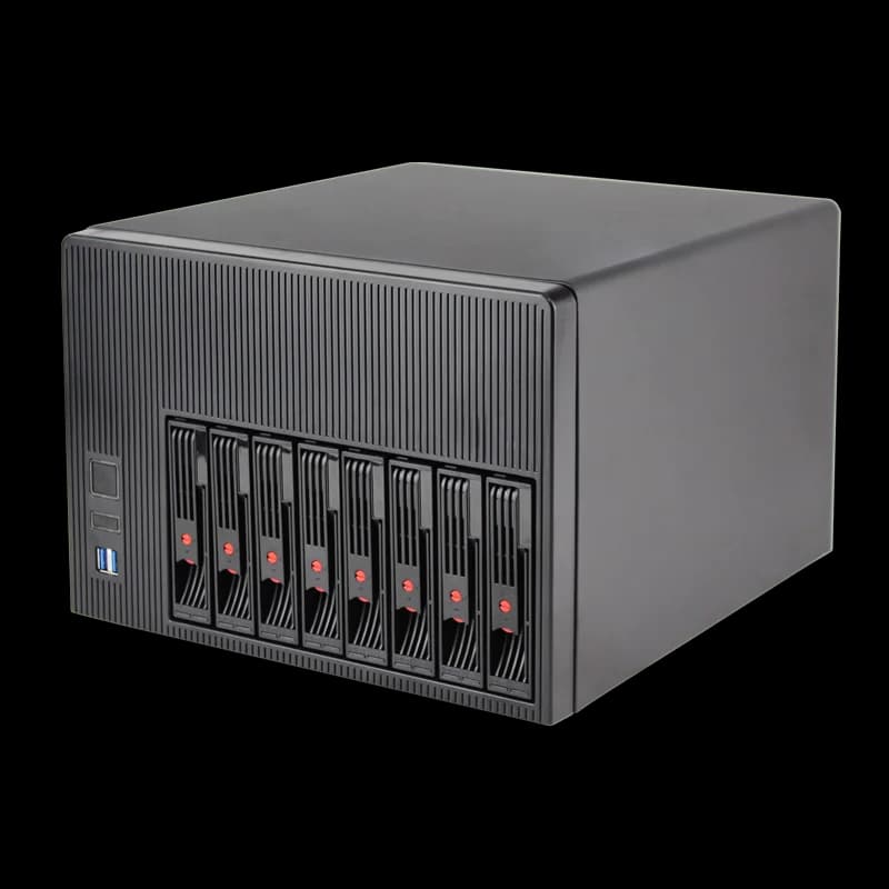 Custodia per server NAS a 8 alloggiamenti di archiviazione attaccata su rete TOPLOONG Alimentatore per disco rigido Flex 1U da 3,5" Custodia Micro-ATX Nas
