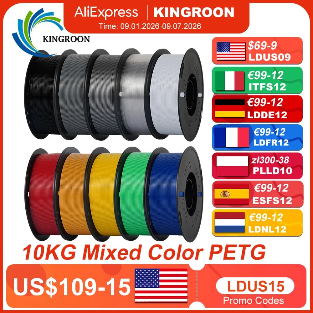 10KG 1.75mm PETG filament without groves, high quality 3D printing ecologic plastic consumables 22 lbs, 3D vacuum packing Prin