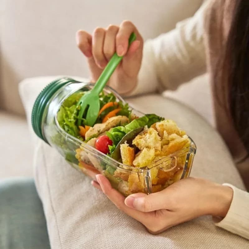 Contenitore per alimenti a tenuta stagna in plastica con coperchio apribile lateralmente, portatile, per colazione, frutta, picnic, casa e ufficio