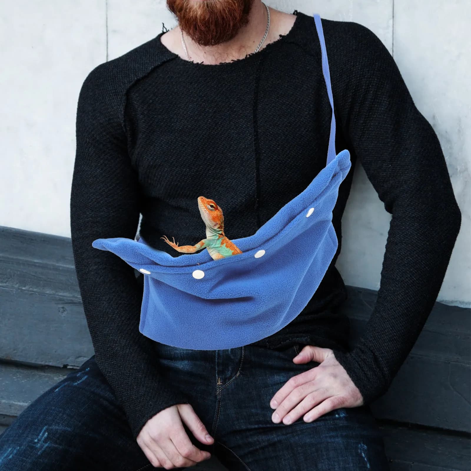 Adjustable Bearded Dragon Carrier Small Animal Lightweight Reptile Sling Bag Portable Outdoor Reptile Carrier Little Pet Supply