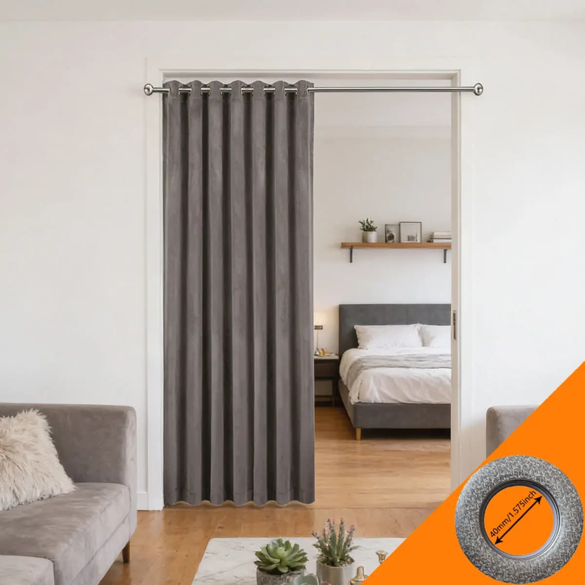 Divisorio per Stanza in Velluto Grigio Antracite, 1 Pezzo, Stile Neutro Elegante, Tenda Fonoassorbente per la Privacy, Disponibile in Vari Colori
