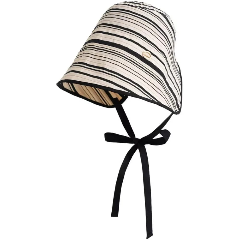 Cappello da Pescatore a Righe per Donna, Pieghevole, Protezione Solare Traspirante, Visiera Parasole Estiva