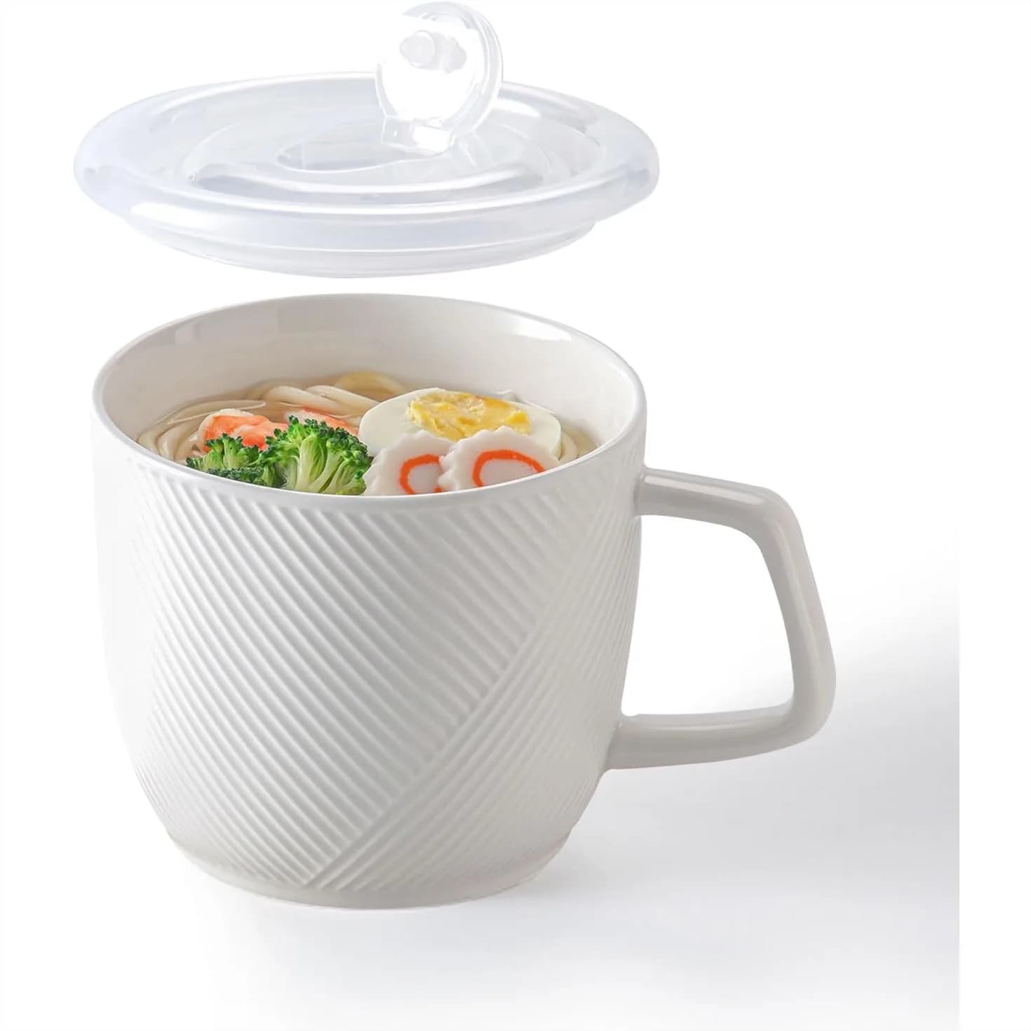 Ciotola in Ceramica con Coperchio e Manico, Contenitore per Alimenti da 32 oz Adatto al Microonde per Ramen, Cereali, Avanzi, Tazza Extra Large per