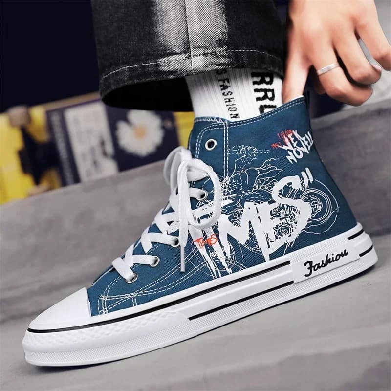 Scarpe casual con plateau traspiranti Scarpe da uomo da uomo Scarpe di tela vulcanizzate Sneakers alte Scarpe da ginnastica Tenis Masculino Scarpe da ginnastica robuste