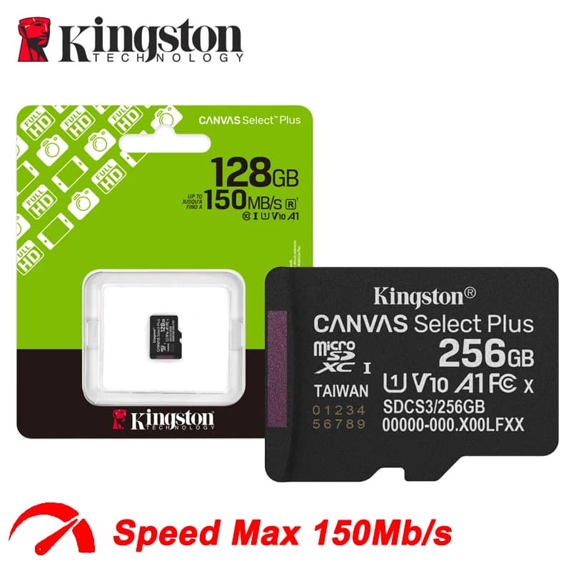Scheda Micro SD originale Kingston 128Gb 256Gb 512Gb Scheda MicroSD 64G 1T U3 V30 A2 Adattatore Max 150Mb Flash Scheda TF UAV Fotocamera Telefono
