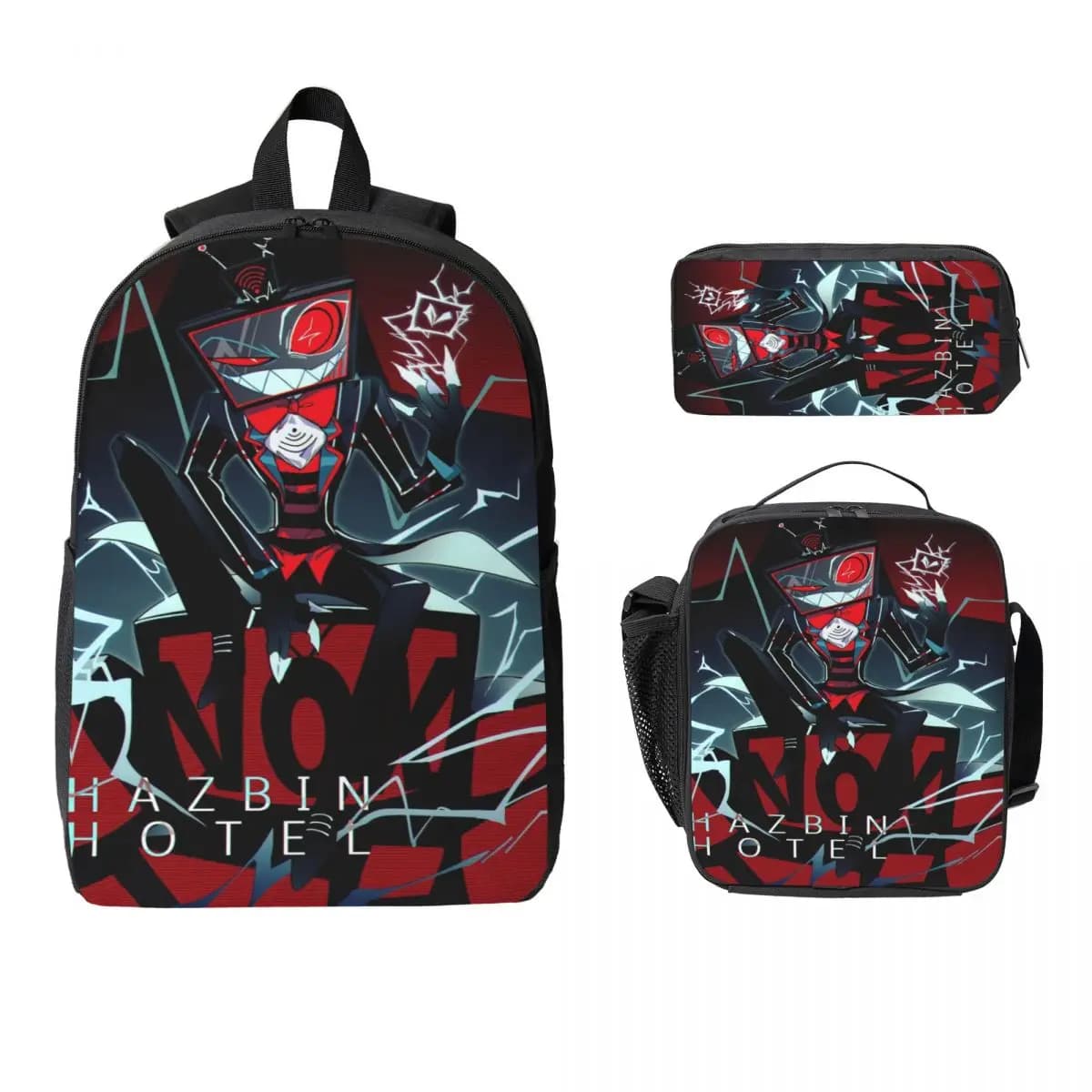 Hazbines Hoteles Alastor Vox 2 Zaino per bambini Lunch Box Borse per penne per ragazzi Ragazze Zaini Borsa da scuola Set di zaini