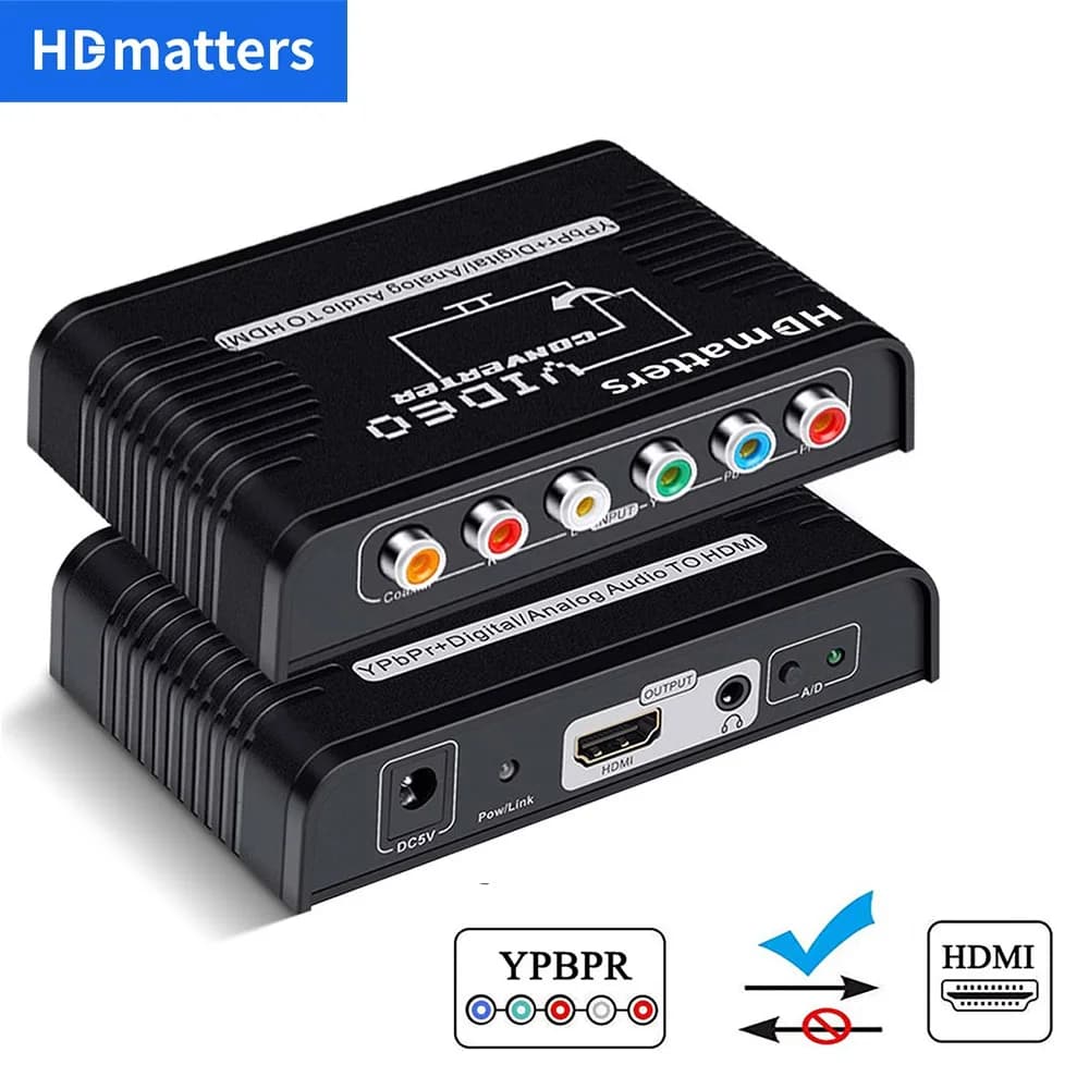 5 RCA Ypbpr componente a convertitore compatibile HDMI componente video a hdmi-adattatore convertitore audio video compatibile per ps2