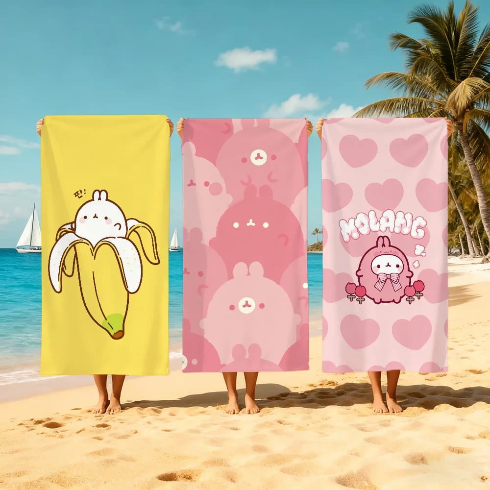 M-molang-G CUTE Cartoon Cartoon Towel Beach Asciugamani morbidi ad asciugatura rapida per piscina, regalo per viaggi, palestra, doccia, campeggio, sport