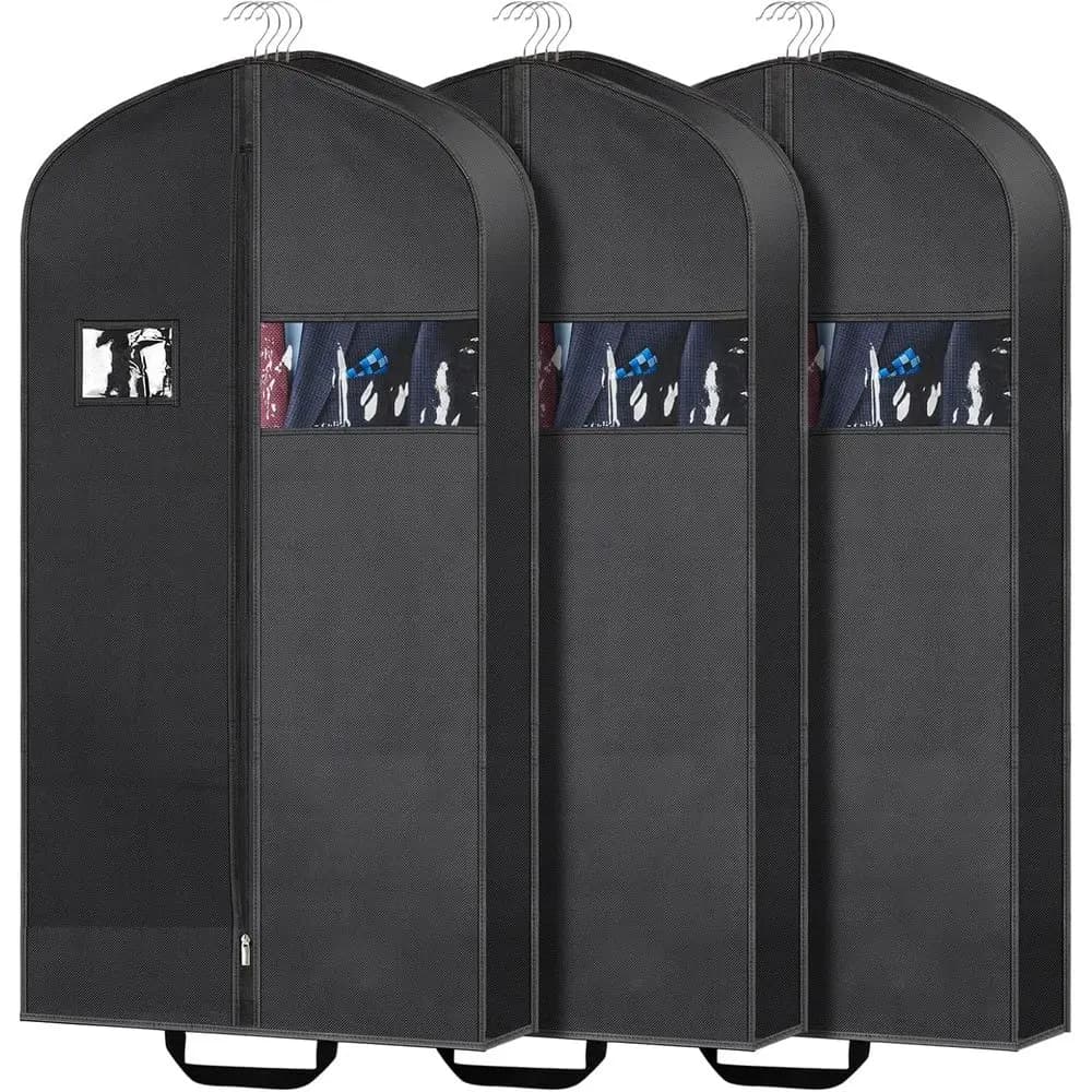 Set di 3 Sacche Porta Abiti da 43 Pollici per Viaggi o Conservazione nell'Armadio - Ideali per Completi, Cappotti, Vestiti e Camicie