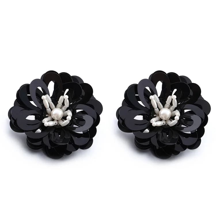 Orecchini con fiori con paillettes, commercio all'ingrosso di gioielli esagerati europei e americani, orecchini estivi intarsiati con perle, 2018 nuovi
