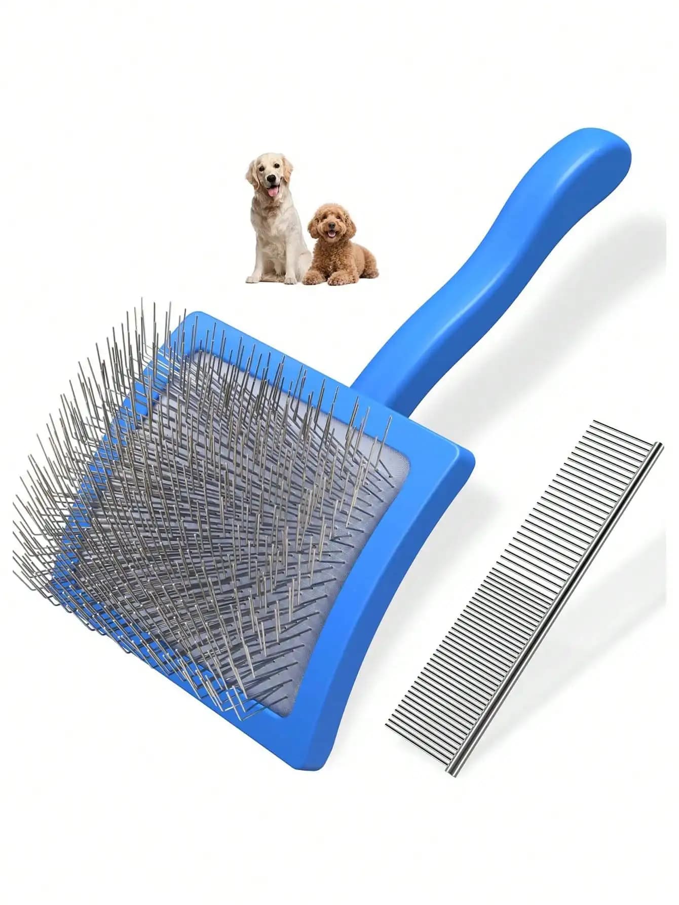 2 spazzole slicker per cani e pettini per animali domestici, spazzola professionale per la toelettatura dei cani (Goldendoodles, Poodles, Labradoodles) con punte extra lunghe