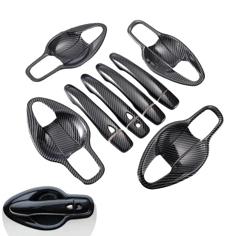 For Nissan Qashqai 2014 2015 2016 2017 2018 2019 2020 2021 Carbon Fiber Silver Car Door Handle Cover Sticks Styling Accessories