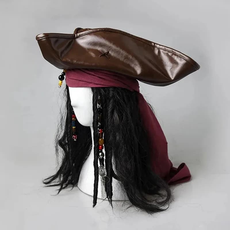 NewCaptain Hat Halloween Pirates Cosplay Hair Decoration Fantasy Wigs Cover Jack Costume Accessories2025
