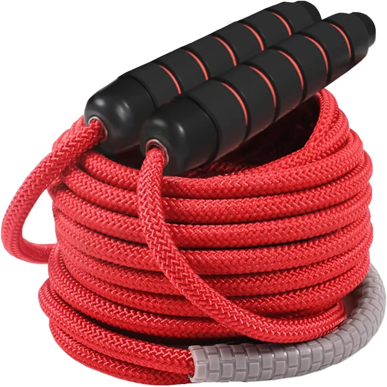 16ft Adjustable Jump Rope for Kids Adults, Double Dutch, 360° No Tangle, Red