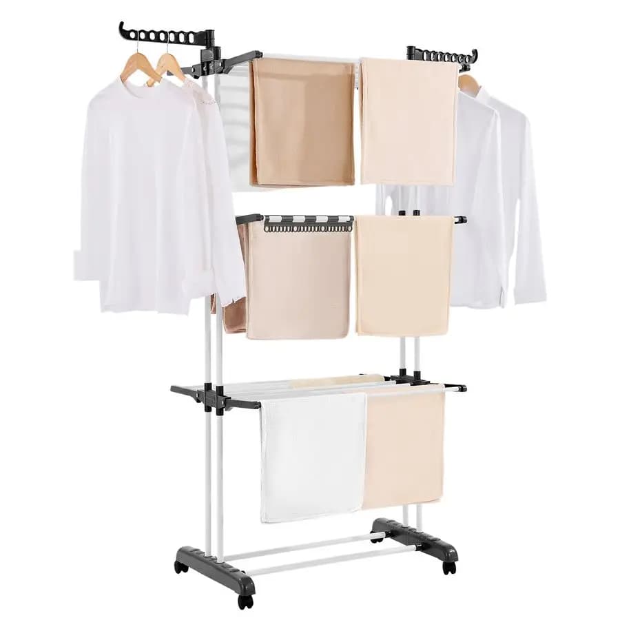 Stendibiancheria, 4-level folding stretcher, metal stretcher with 24 stems, self-supporting and portable clothes rack