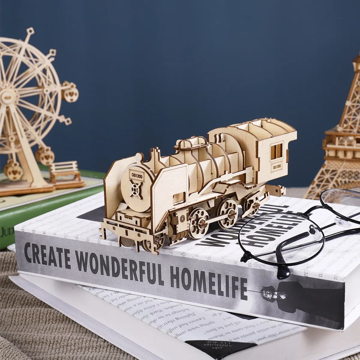 Train Puzzle Wooden Educational Creative Jigsaw for Kids Adults Decorative Shelf Ornament 3D Puzzles Wooden Puzzles