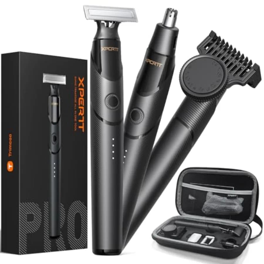 [2026 Upgraded] Beard and Nose Hair Trimmer Kit [All-in-One] 12 in 1 Rotating Comb Travel Body Hair Electric Shaver for Men USB