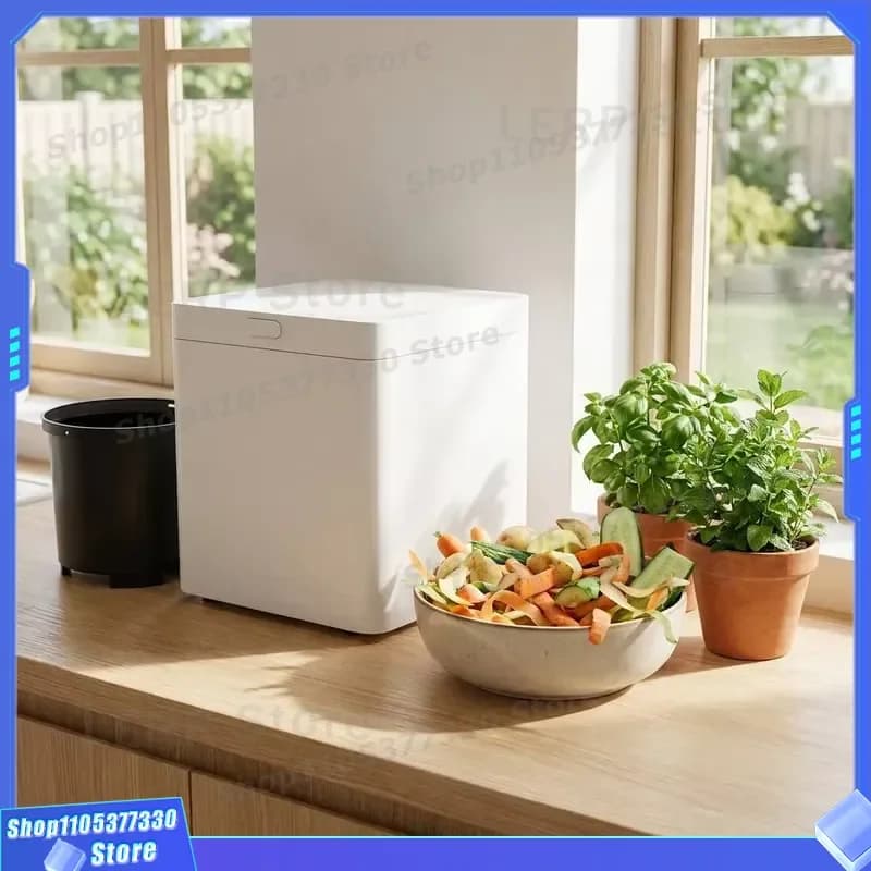 Electric Kitchen Food Waste Composter Stainless Steel Bin with Muffler Tech Odorless Eco Friendly Household Appliance for