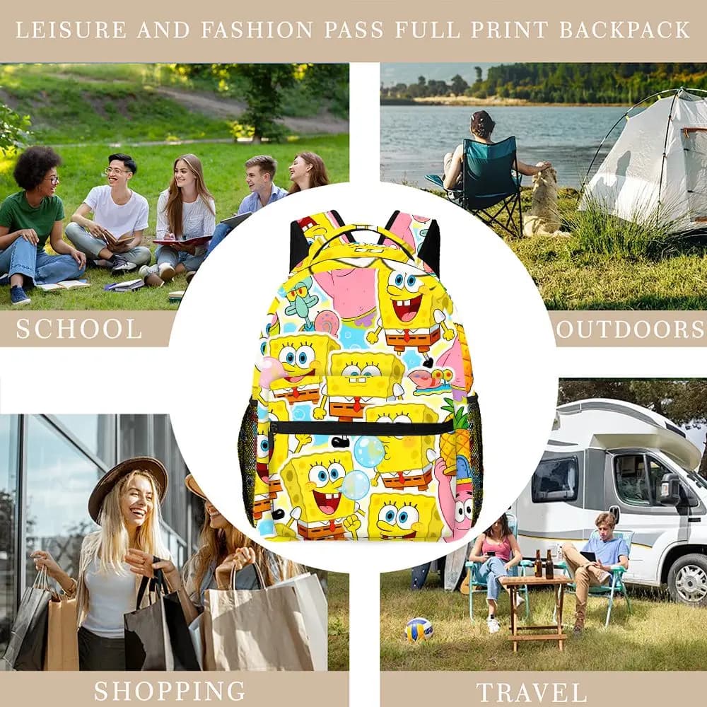 Zaino Carino di SpongeBob SquarePants, Borsa Scolastica con Patrick Star, Zaino Leggero da Viaggio per Scuola e Viaggi