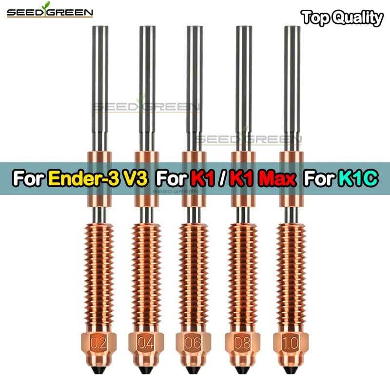 Ugelli K1C K1 Max/Creality K1C aggiornati ad alto flusso Ugelli in titanio temprato all-in-one 0,2/0,4/0,6/0,8 mm per Ender-3 V3