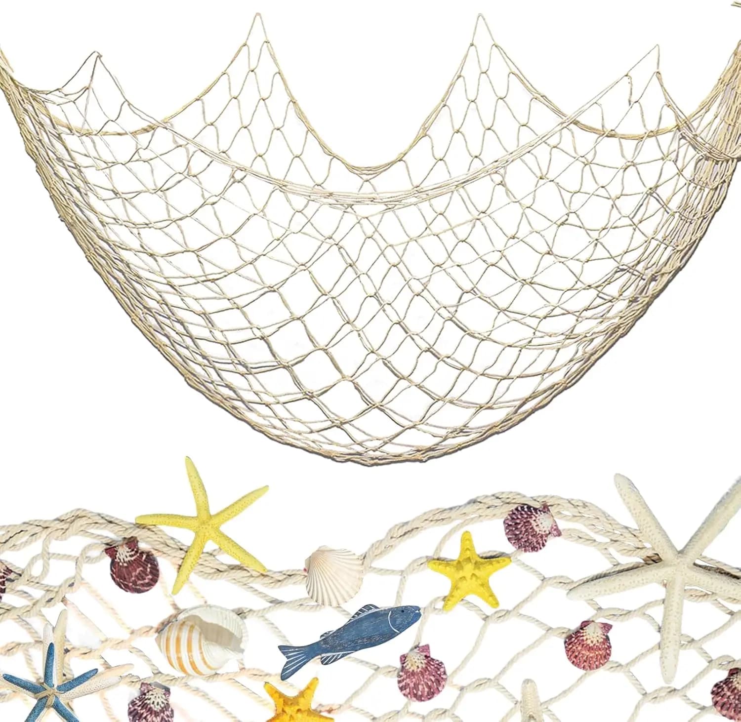 Rete da pesca decorativa naturale da 79 x 39 pollici per decorazioni di compleanno Decorazione a rete, reti da pesca decorative per matrimoni in spiaggia