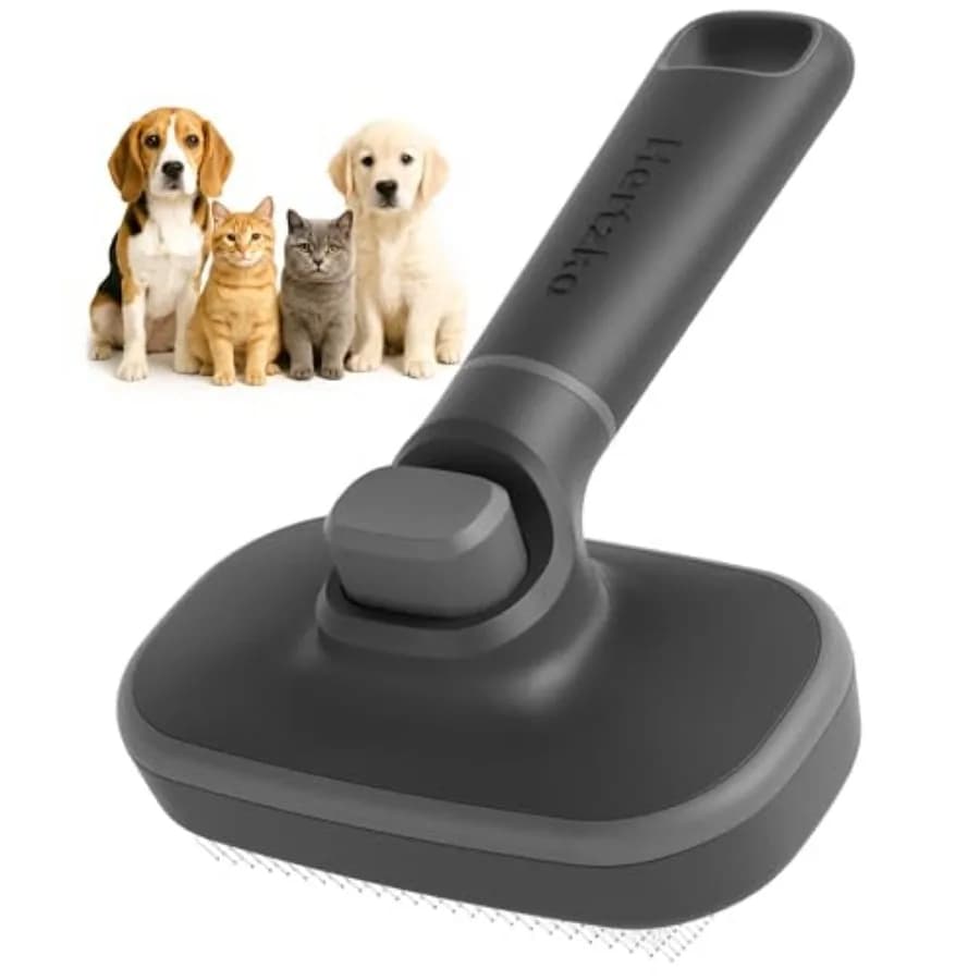 Spazzola Autopulente per Gatti e Cani, Strumento per la Toelettatura, Rimuove il Pelo Lungo e Corto, Setole Retrattili, Facile da Pulire