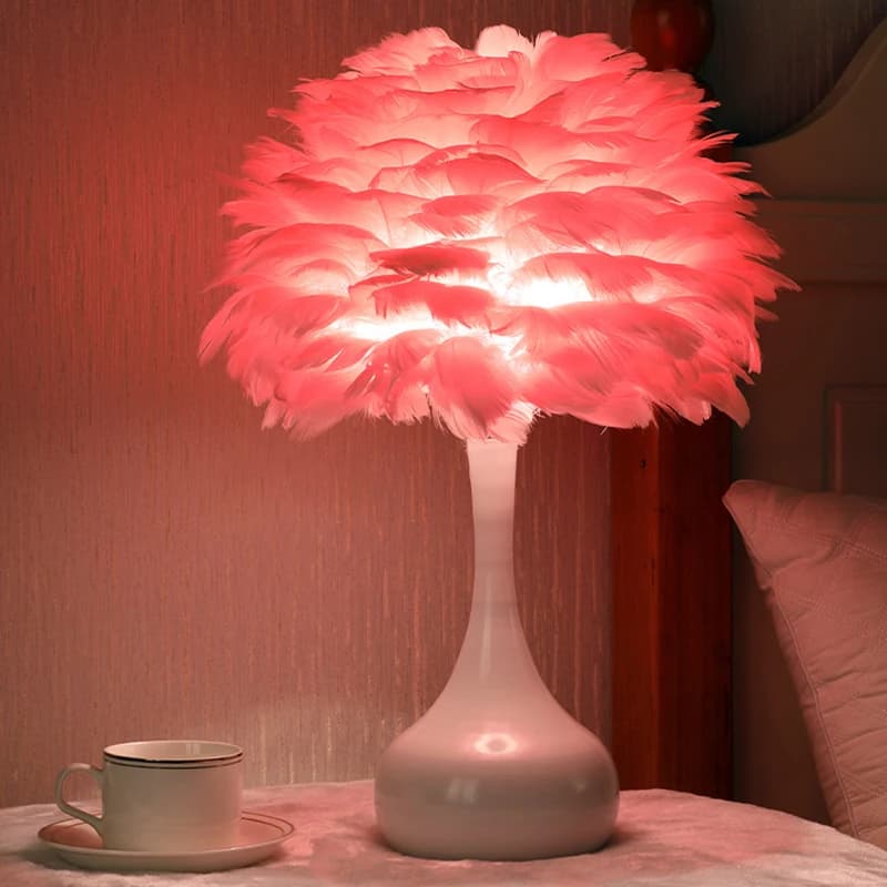 LED lamp with feathers Romantic USB Comodin Night light Desk decoration Article Powered CC Bright ornament Environmental lighting