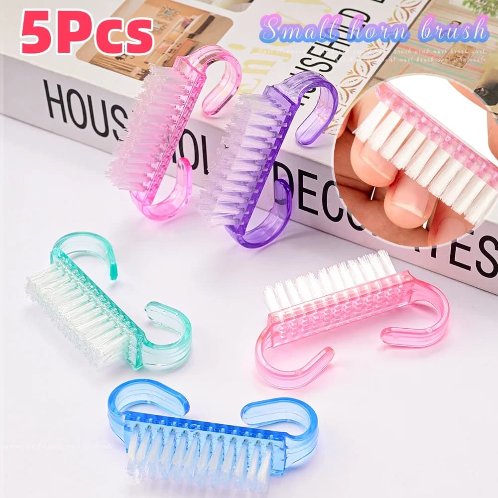 5 pezzi spazzole per pulizia nail art con corno plastica morbida rimozione polvere polvere spazzola pulita cura delle dita trucco manicure pedicure strumento