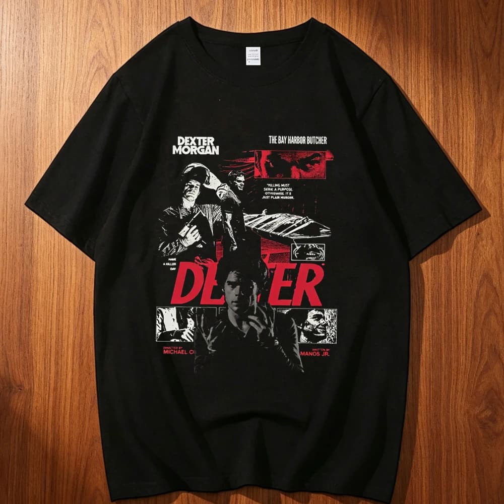 Dexter Cotton Shirt Men Graphic Classic Kawaii University Pop Culture Aesthetic T-shirt Y2k Graphic Aesthetic 80s 2000s Vintage