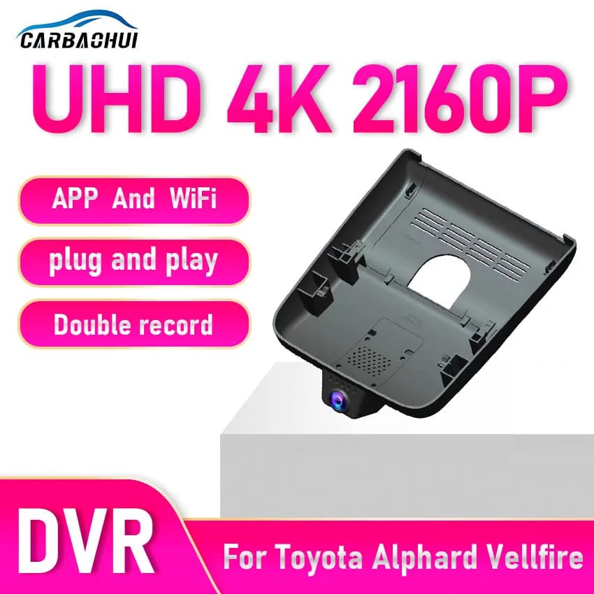 Front and rear Dash Cam For Toyota Alphard 3th Gen 4th Gen Vellfire 2rd Gen 3rd Gen 2018-2025 Car Photographer 4K Dashcam WIFI Auto Dvr