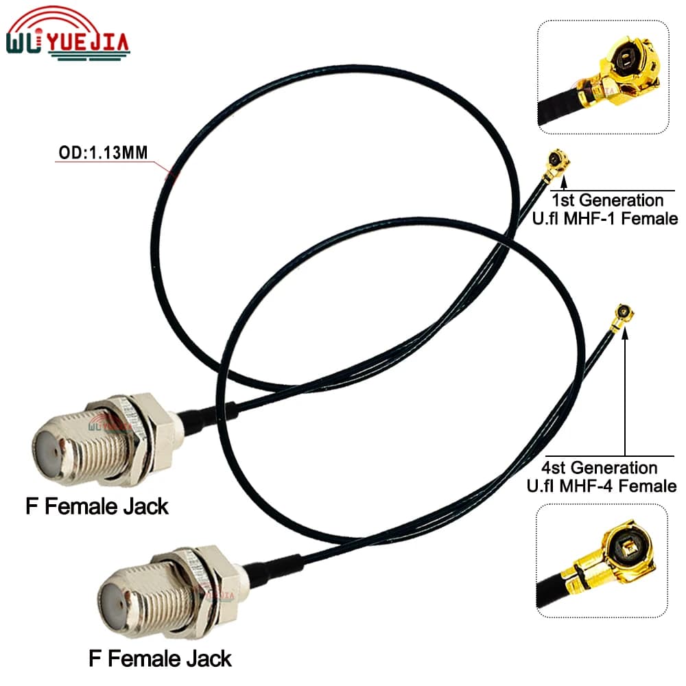 2 Pz/lotto UFL RF 1.13 Cavo MHF-1 MHF4 Femmina a F Femmina Martinetti Connettore RF113 Pigtail WIFI Antenna Cavo di Estensione Jumper 5 ~ 100 CM