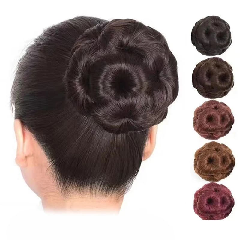 Synthetic Hair Bun Nine Flowers Bud Wig Bag Hair Clips For Women Ponytail Claw Clip Lifelike Hairpiece Styling Tools