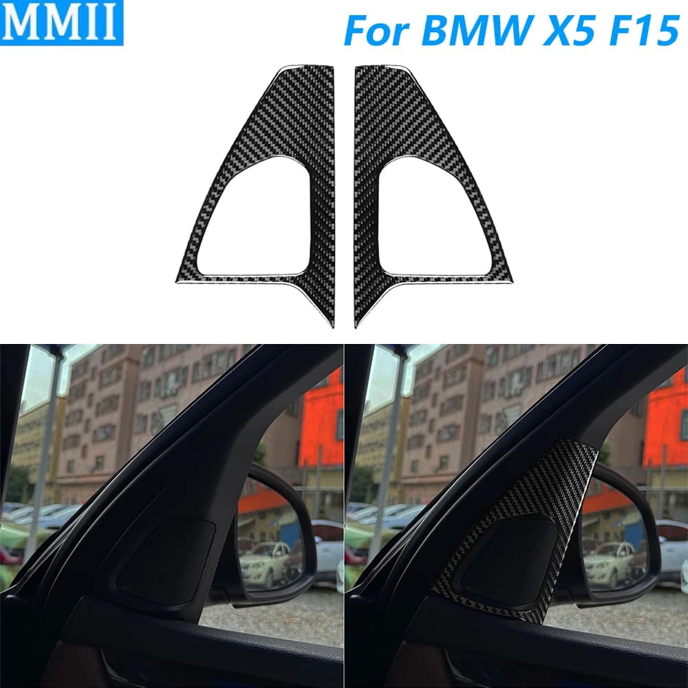 Per BMW X5 F15 2014-2018 Porta In Fibra di Carbonio Pilastro A Altoparlante Corno Pannello Audio Copertura Decorativa Accessori Auto Decorazione Adesivo