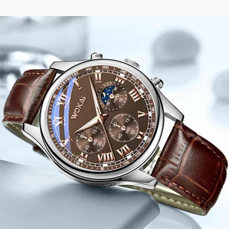 Warm sale brown leather watch for men Casual Business men's wrist watches fashion quartz watch reloj hombre relogios masculine