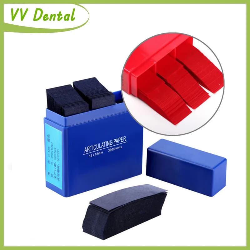 V Dental 300 sheets/box Paper strips articulated for whitening oral teeth Material for blue/red dentist on two sides