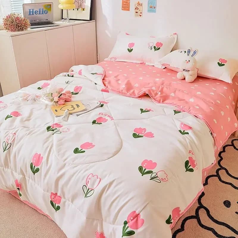 Trapunte estive stile principessa lavabile floreale Cartoon Single Double Queen coperta copriletto aria condizionata ragazze ragazzi piumino