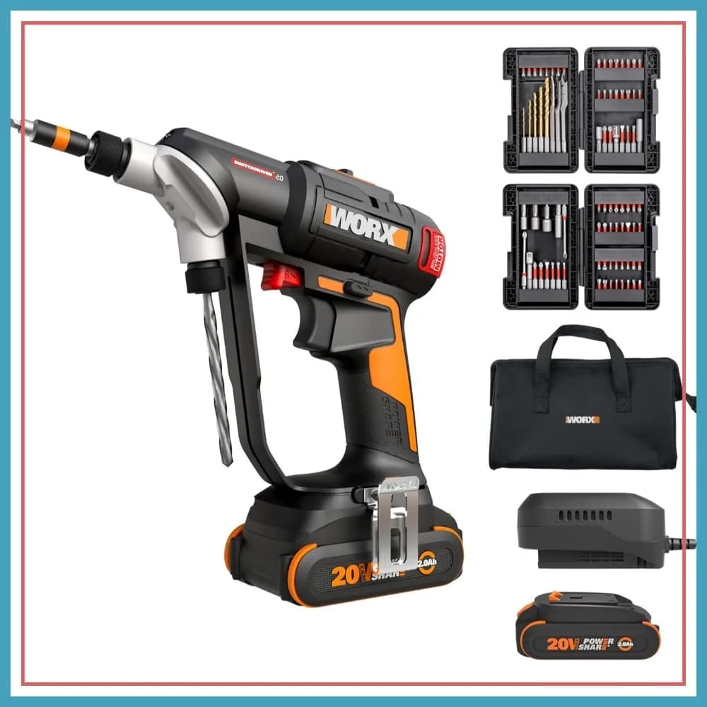 Trapano Avvitatore a Batteria Brushless 20V 445 in·lb 2-in-1 con 85 Punte e Caricabatterie Incluso