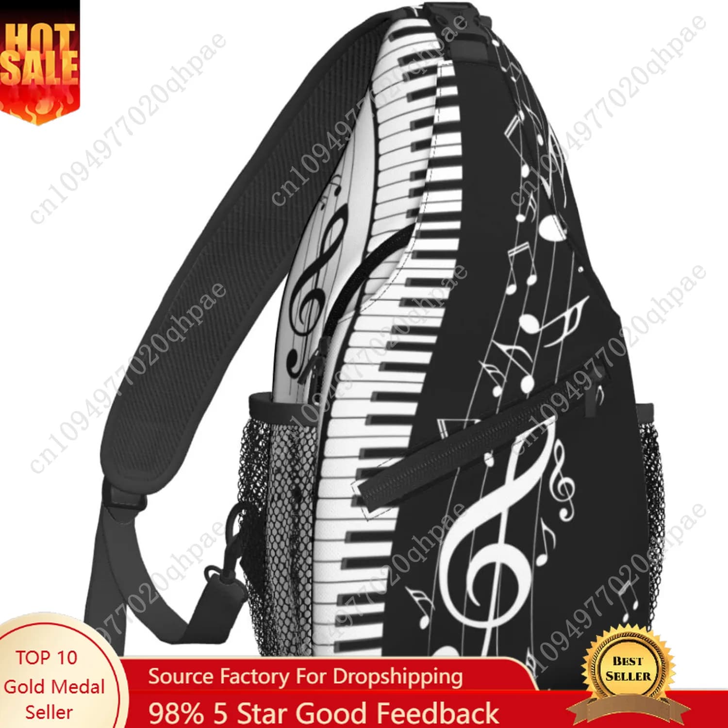 Tasti di pianoforte Nota musicale Zaino a tracolla Borsa a tracolla a tracolla per donna Uomo Borsa a tracolla da viaggio Zaino da trekking